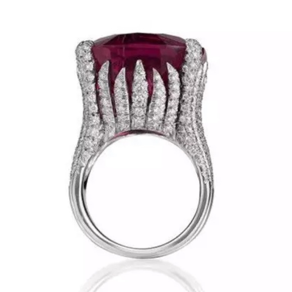 New Big Stone Red Zircon Ring - Picture 4 of 4